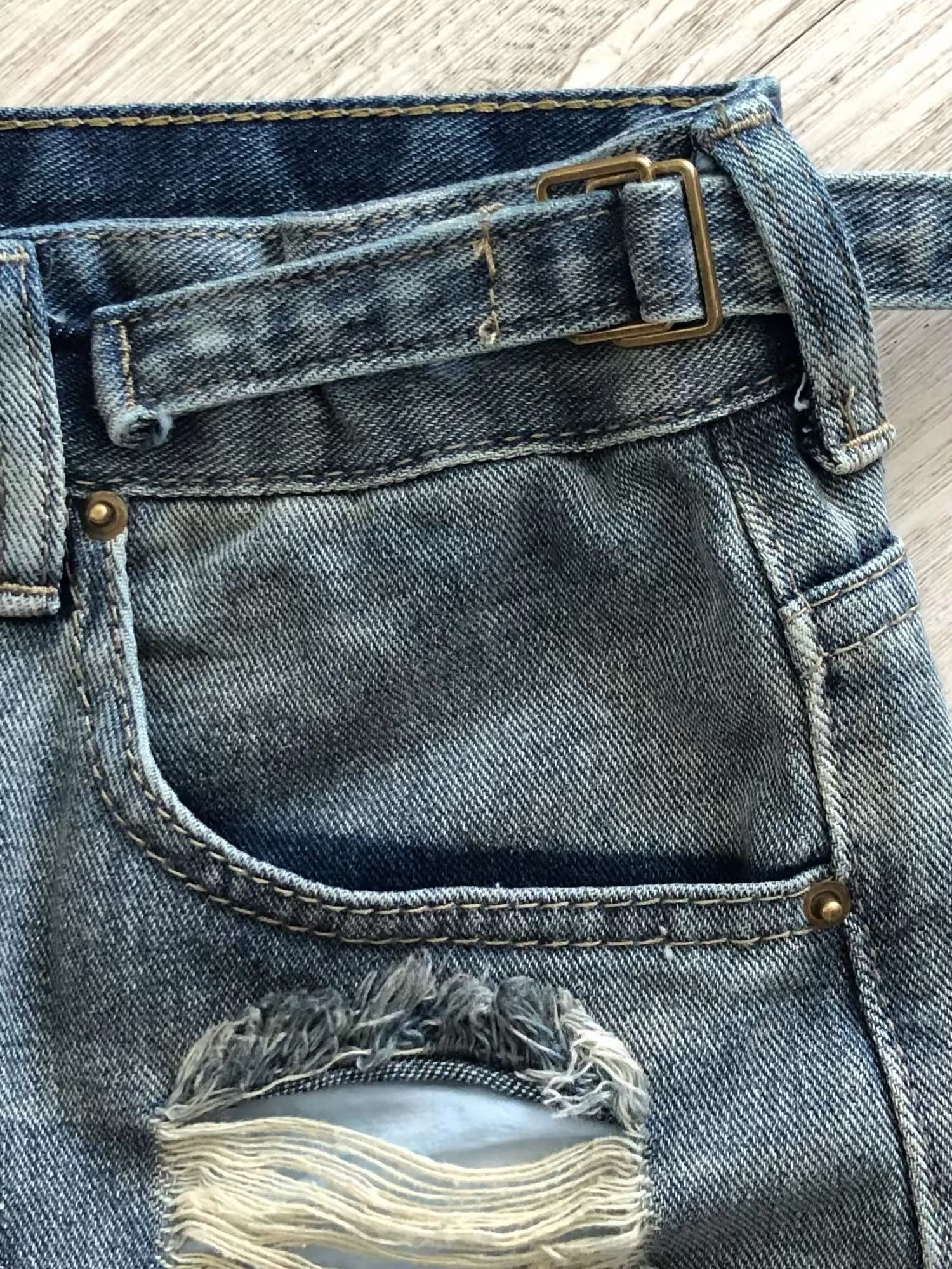 Japanese Brand × Jean Vintage Blue Ripped Short Jeans Size 29" - 6 Thumbnail