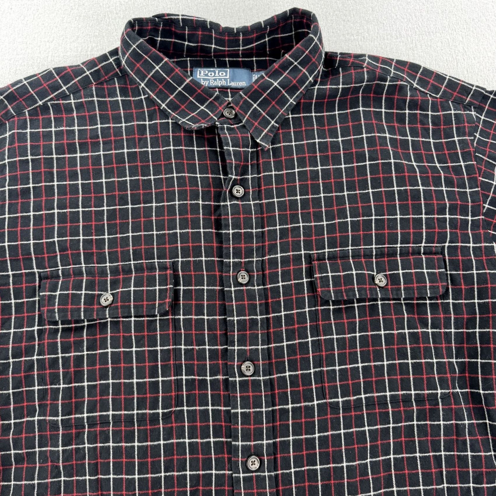 Polo Ralph Lauren Polo Ralph Lauren Shirt Mens 2XL Black Red Plaid Flannel Button Up Pocket Casual Size US XXL / EU 58 / 5 - 2 Thumbnail