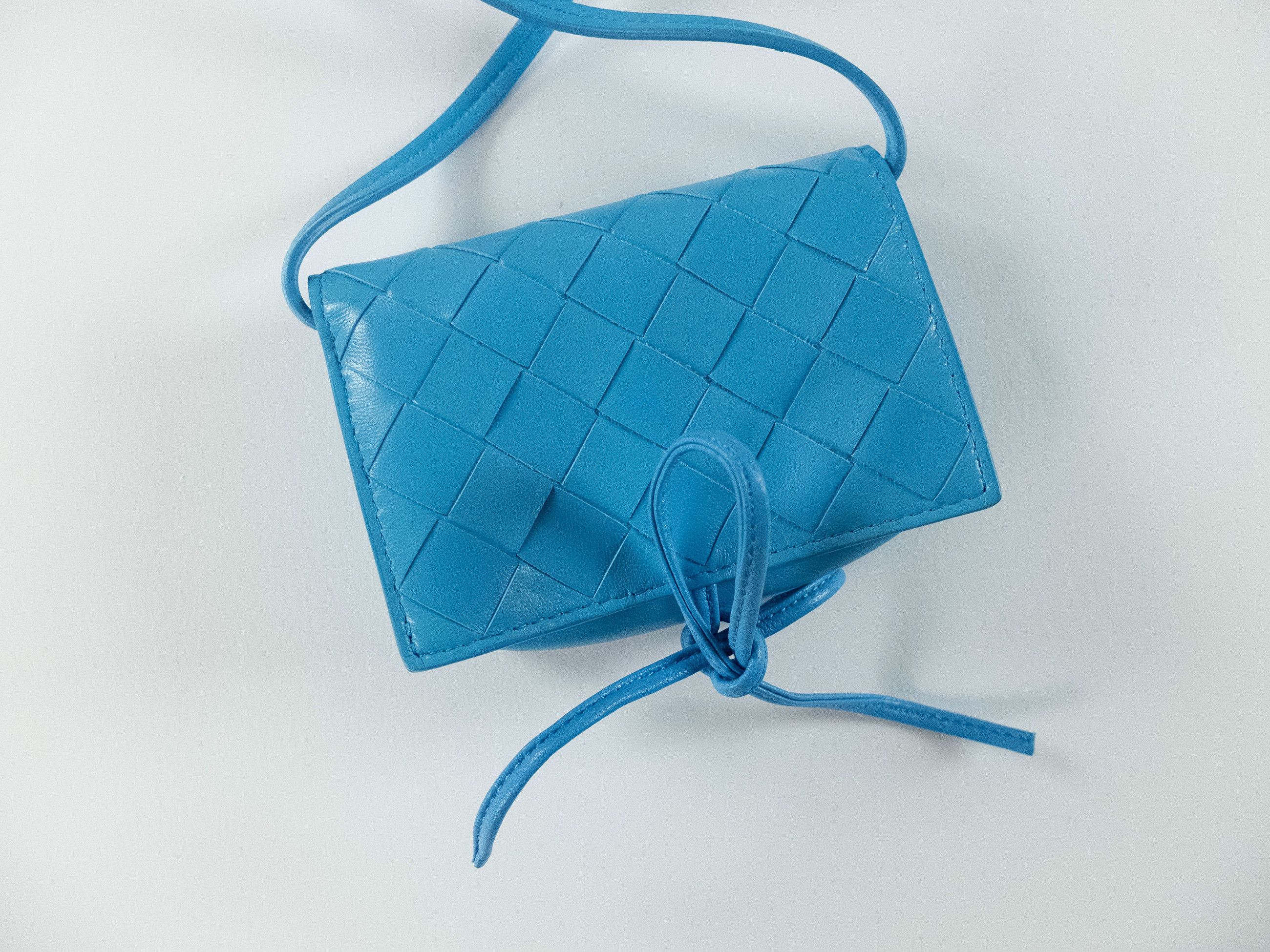 Bottega Veneta BOTTEGA VENETA blue woven leather card case on strap q Size ONE SIZE - 5 Thumbnail