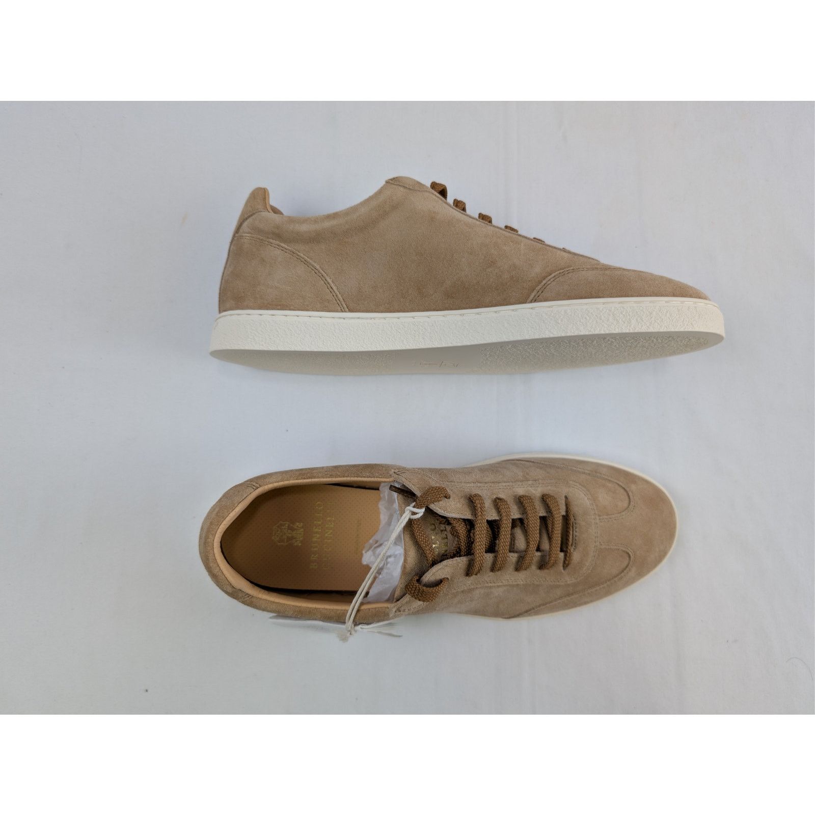 Brunello Cucinelli o1rshd1 'Coda di Rondine' suede sneakers in taupe/brown Size US 11 / EU 44 - 1 Thumbnail