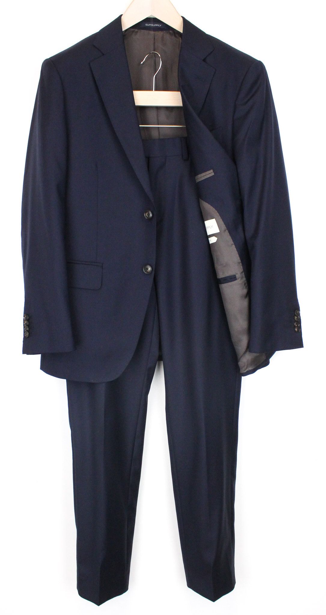image of Suitsupply Napoli Uk38S Navy Wool Lined Suit 67389, Men's