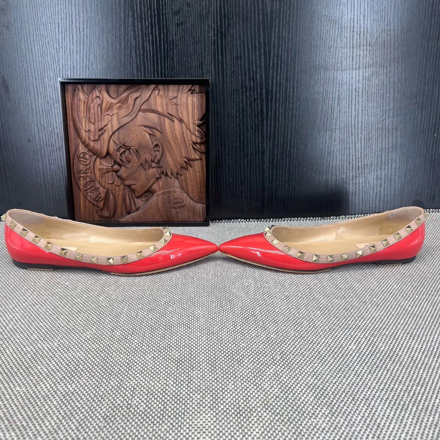 Valentino Valentino Orange Patent Leather Rockstud Flats - Size 36 Size US 5 / IT 35 - 2 Thumbnail