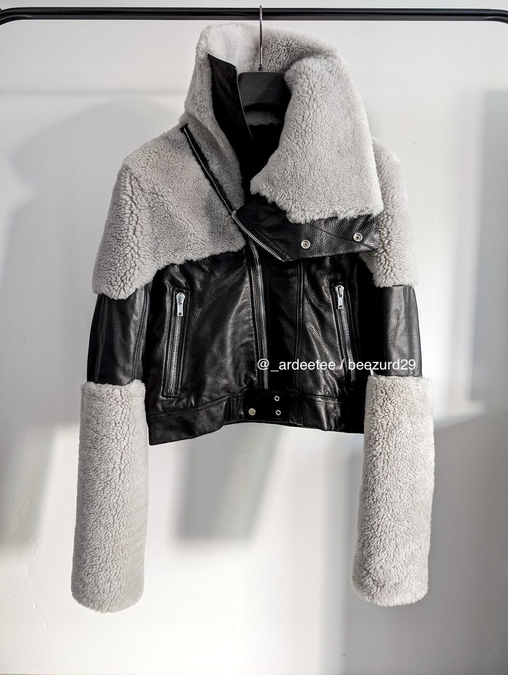 Rick Owens 💥*NEW* KEITH SHEARLING JACKET PERFORMA/STROBE BLACK/PEARL Size US M / EU 48-50 / 2 - 1 Thumbnail