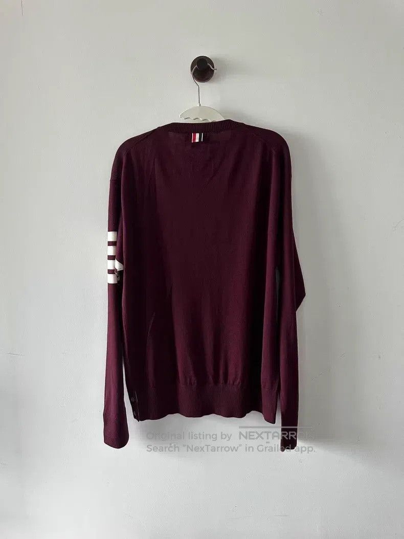 Thom Browne Thom Browne Burgundy Wool Knit Sweater Size US XL / EU 56 / 4 - 2 Thumbnail