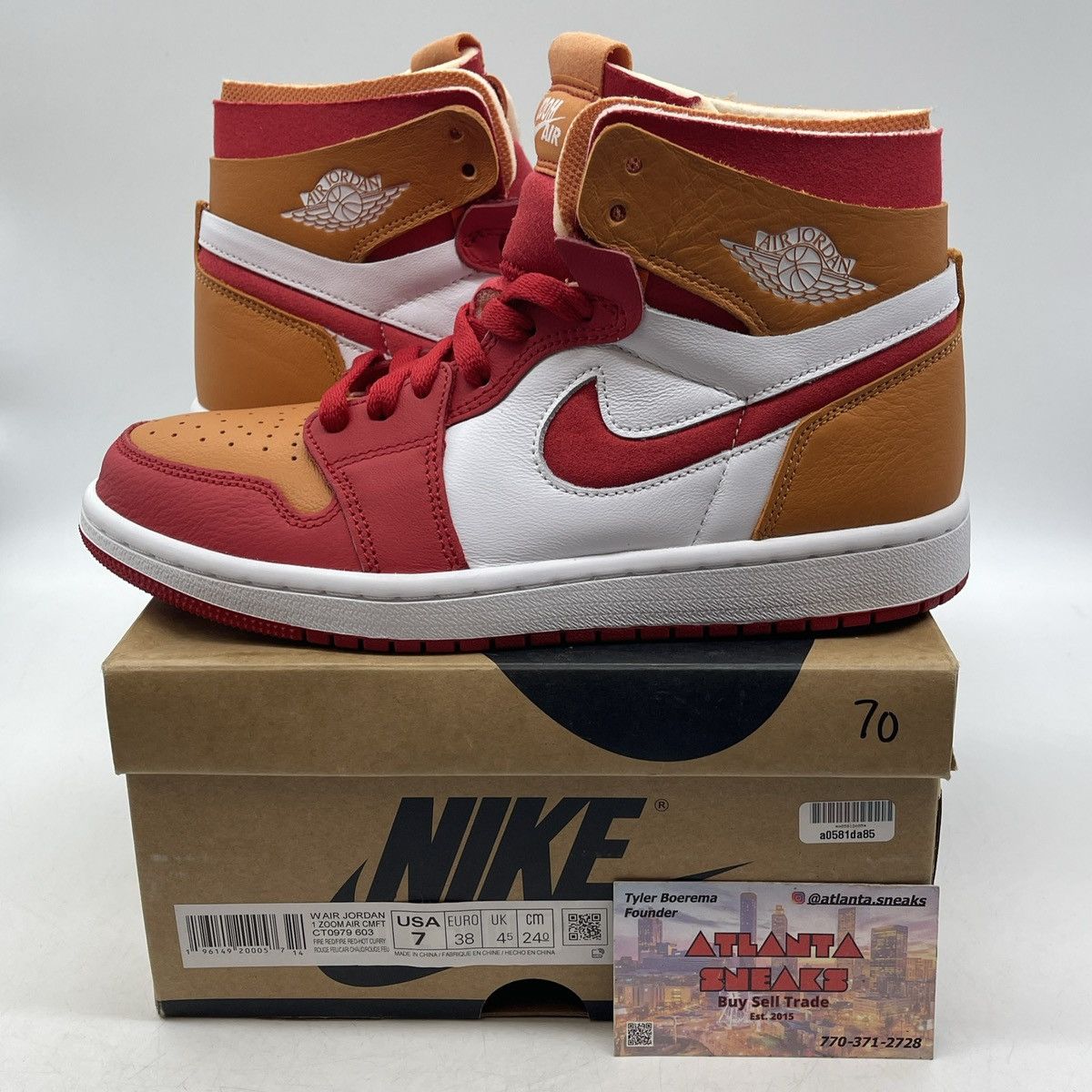 Nike Wmns Air Jordan 1 fire red hot curry Size US 7 / IT 37 - 1 Thumbnail