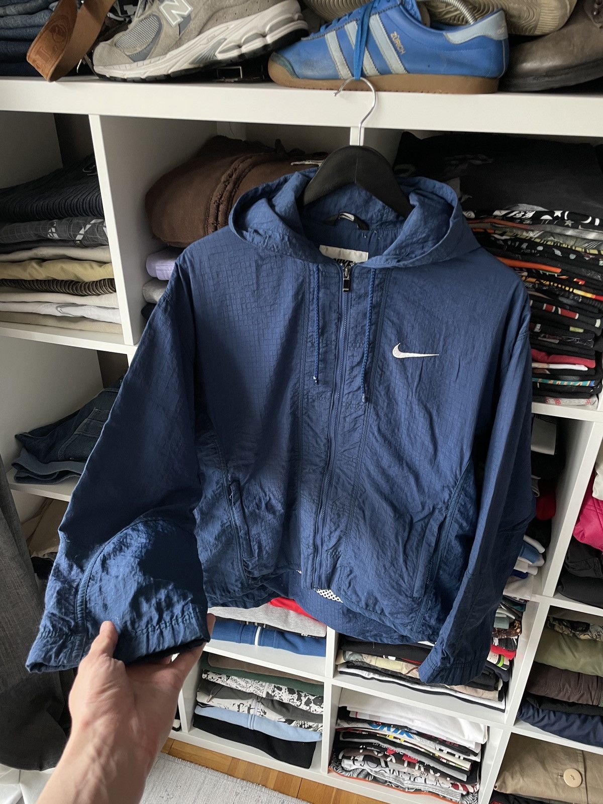 Japanese Brand Nike Vintage Track Jacket Big Swoosh Drill Japanese Cropped Size US M / EU 48-50 / 2 - 6 Thumbnail