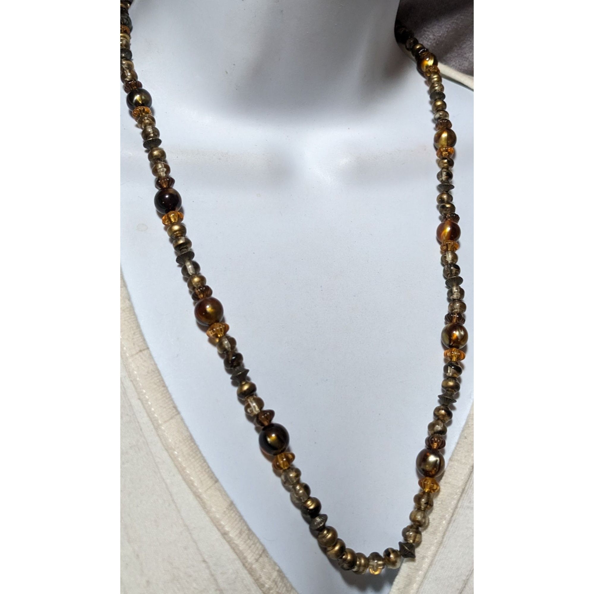 Other Earthy Retro Brown And Gold Beaded Necklace Size ONE SIZE - 6 Thumbnail
