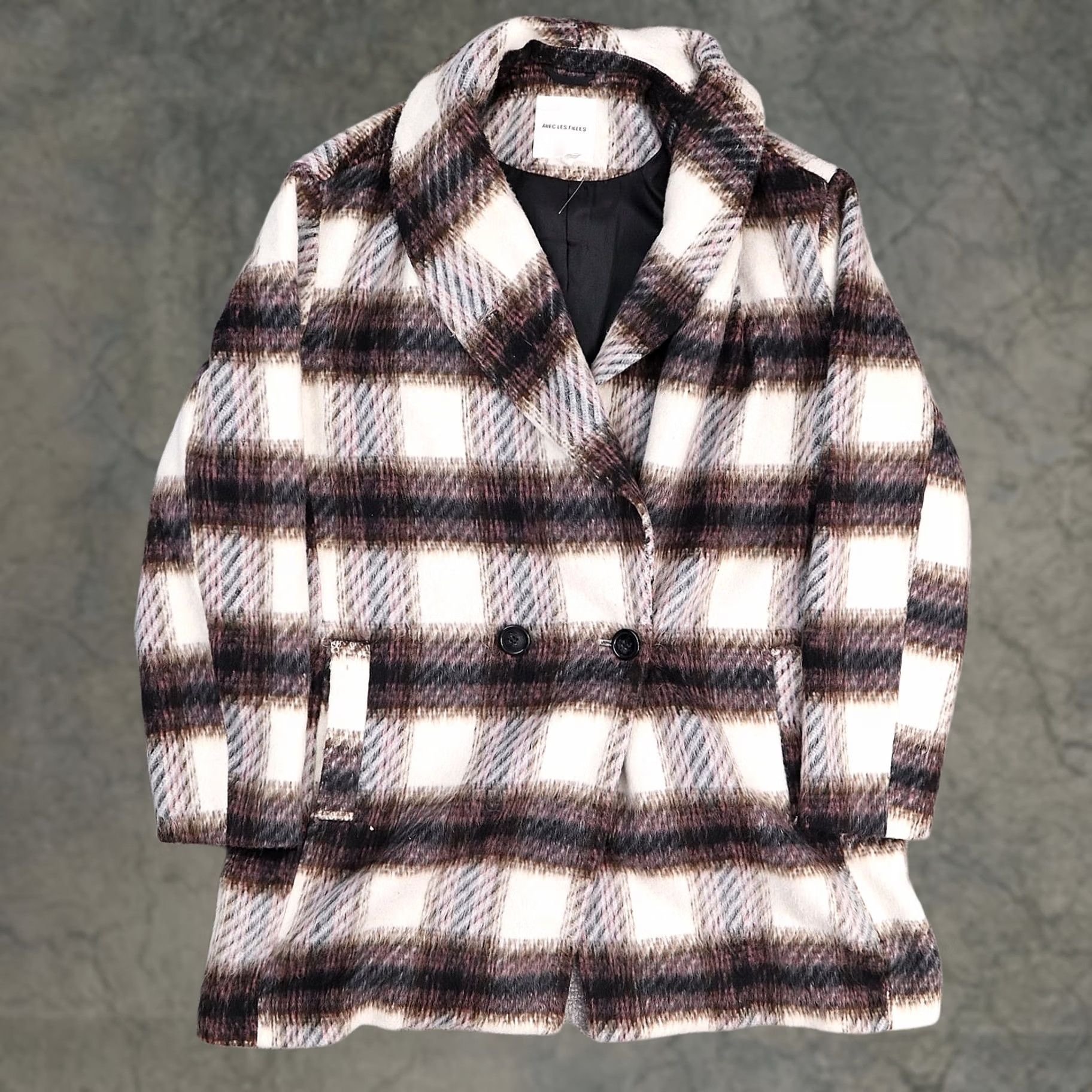 Anthropologie Anthropologie Avec Les Filles L Multicolor Plaid Double Breasted Coat Button Lined Casual Fall Winter Women Size L / US 10 / IT 46 - 1 Thumbnail
