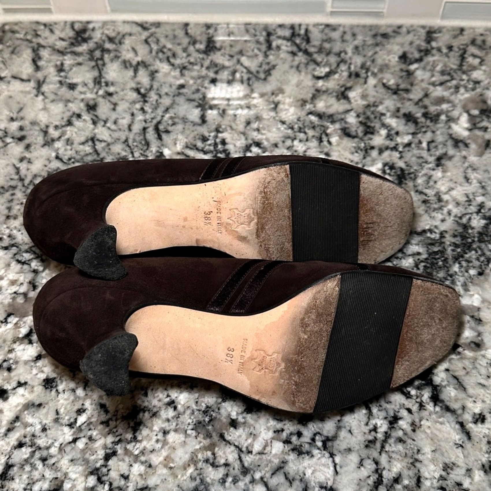 Vintage VINTAGE Anyi Lu Made in Italy Dark Brown Suede Heels Strappy Women 38.5 8.5 Brown Size US 9 / IT 39 - 5 Thumbnail