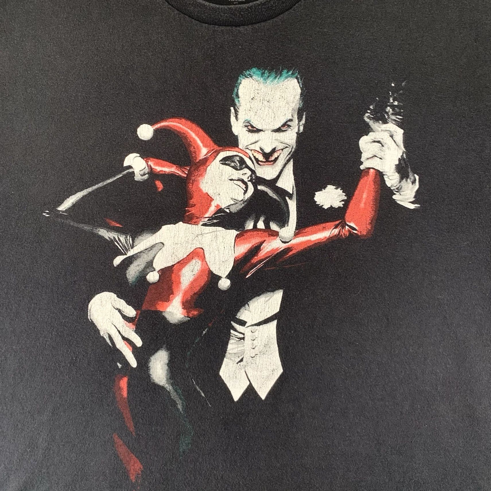 DC Comics VINTAGE Batman Joker Harley Quinn T-Shirt XL Black Graphic Print 90s Comics Mens Size US XL / EU 56 / 4 - 2 Thumbnail