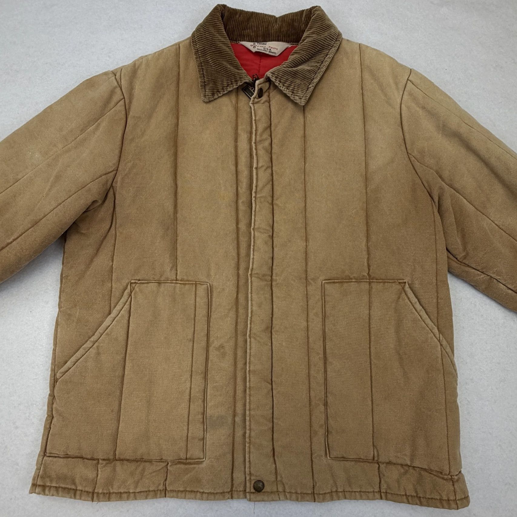 Walls VINTAGE Walls Blizzard-Pruf Jacket Mens XL Beige Canvas Quilted Lined USA Full Zip Insulated Pockets Collared Cotton Solid 70s 80s Mens Size US XL / EU 56 / 4 - 6 Thumbnail