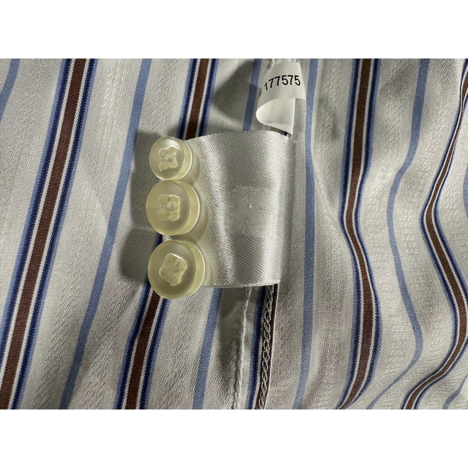 Egara Egara Dress Shirt Mens XL Slim Fit Blue Brown White Striped Size US XL / EU 56 / 4 - 9 Thumbnail