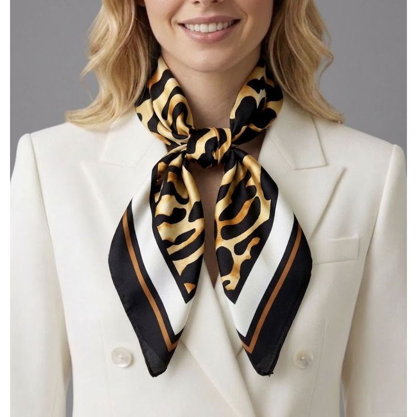 Other Luxury Cheetah Aninmal Print Silky Satin Soft Square Scarf M Size ONE SIZE - 1 Thumbnail