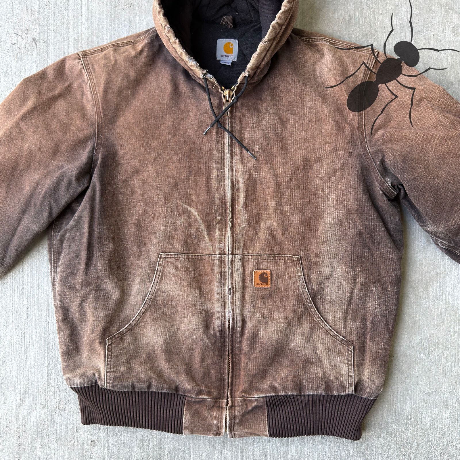 Carhartt × Vintage Carhartt J130 DKB brown hooded work wear jacket Size US L / EU 52-54 / 3 - 3 Thumbnail
