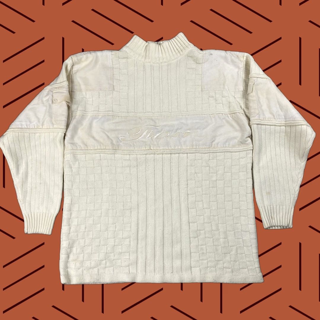 Alife VTG Y2K 90S PLATINUM LIFE BIGGIE FOX BIGGIE SWEATER IVORY CHECKERED RAPPER KNIT PULLOVER MEN XL BARE FOX BIGGIE IVORY CHECKERED 90s HIP HOP Size US XL / EU 56 / 4 - 1 Thumbnail