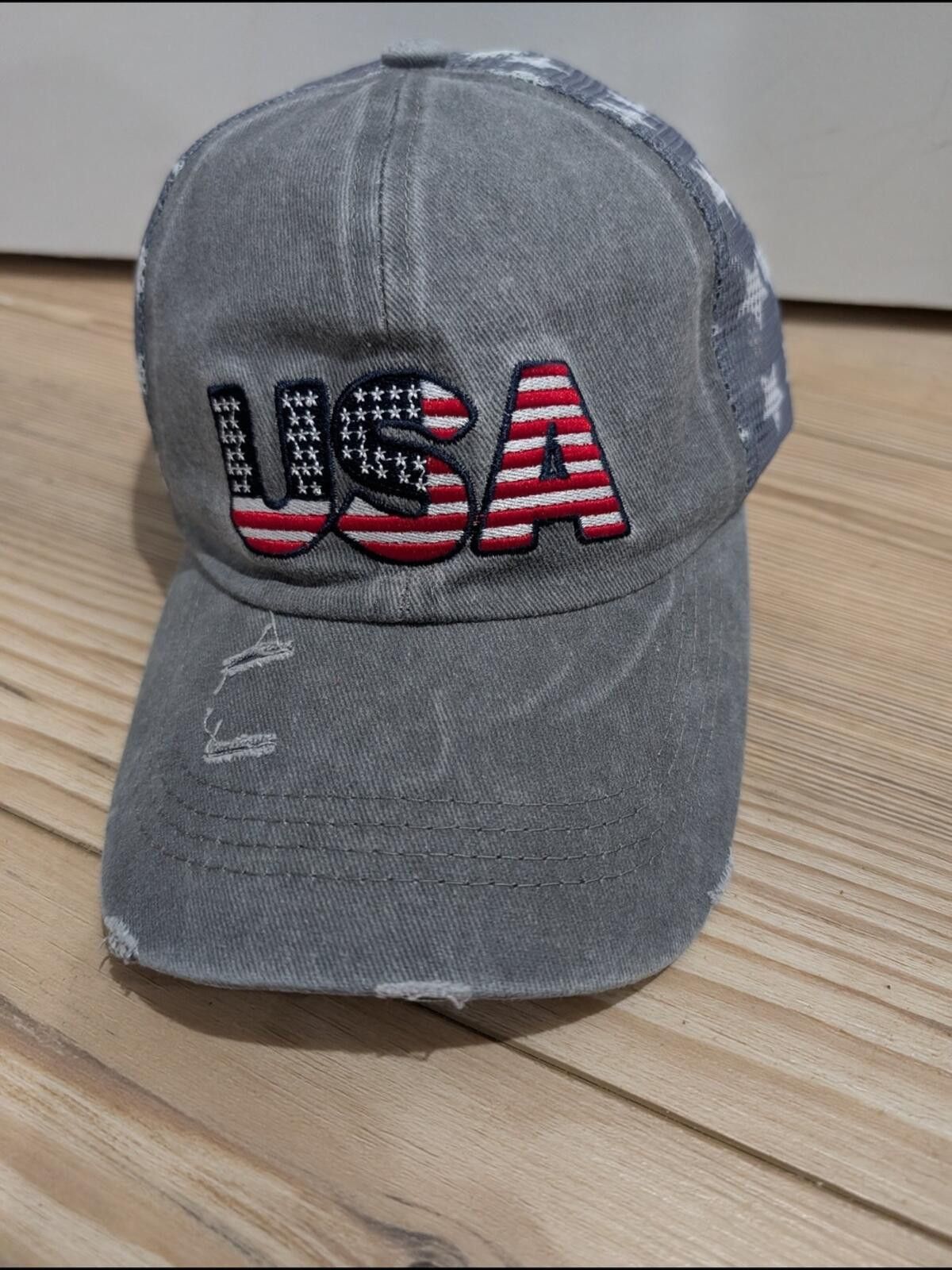 Other Gray USA Embroidered Trucker Hat Size ONE SIZE - 2 Thumbnail