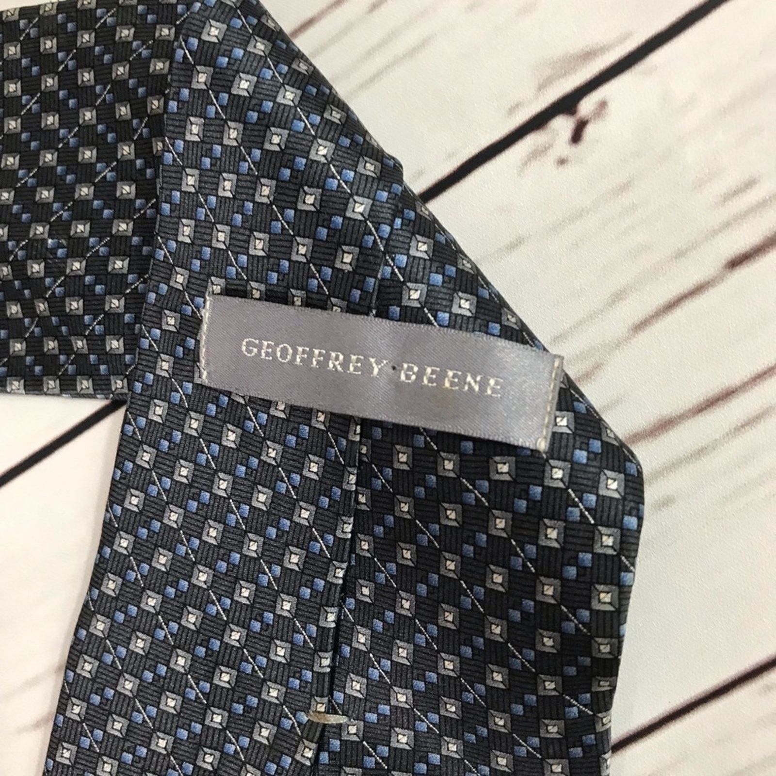 Geoffrey Beene Geoffrey Beene Blue Silk Tie Size 28 - 2 Thumbnail