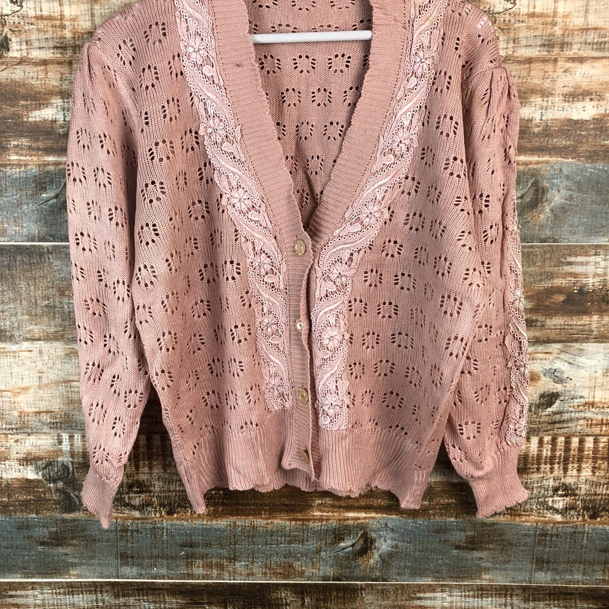 Homespun Knitwear × Japanese Brand × Vintage DL Japan vintage Pink Cardigan Knitwear #C463 Size M / US 6-8 / IT 42-44 - 3 Thumbnail