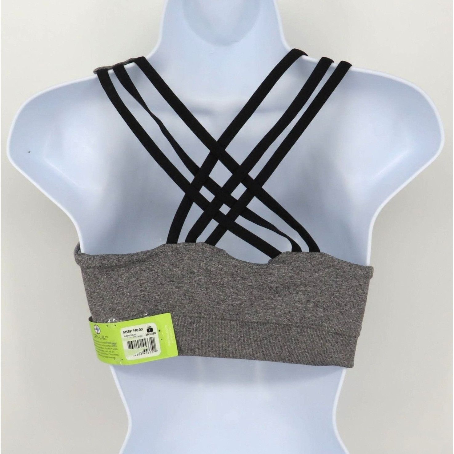 Other Marika Sport Women's Heather Gray Sports Strappy Back L 36C Size ONE SIZE - 2 Thumbnail