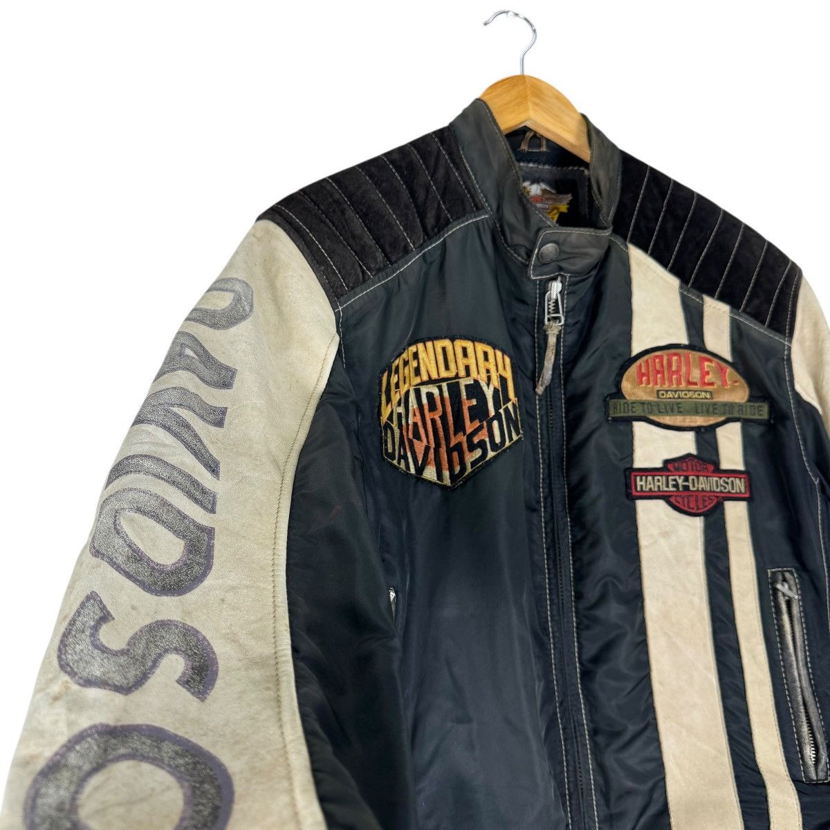 Harley Davidson ☀️HARLEY DAVIDSON BUKERS LEATHER PART JACKET Size US L / EU 52-54 / 3 - 5 Thumbnail