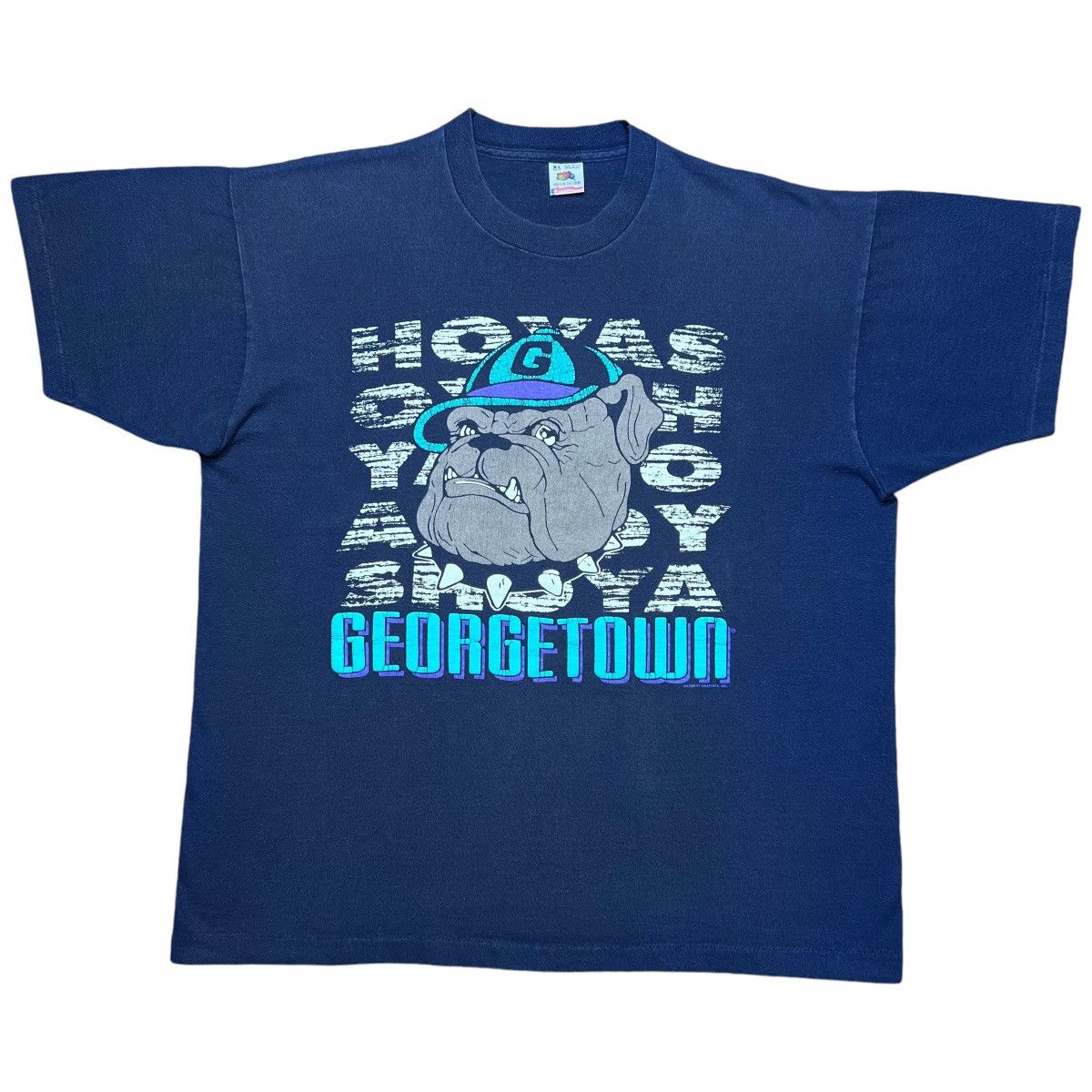 NCAA × Vintage Vintage 1990s NCAA Georgetown Hoyas 3D Spell Out Graphic Tee Size US XL / EU 56 / 4 - 1 Thumbnail