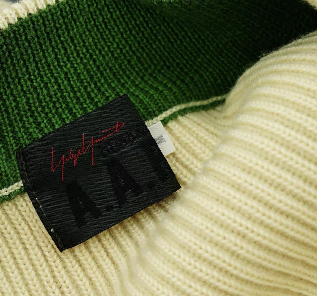 Yohji Yamamoto Yohji Yamamoto AAR Green & White Color Block Knit Sweater Size US M / EU 48-50 / 2 - 6 Thumbnail