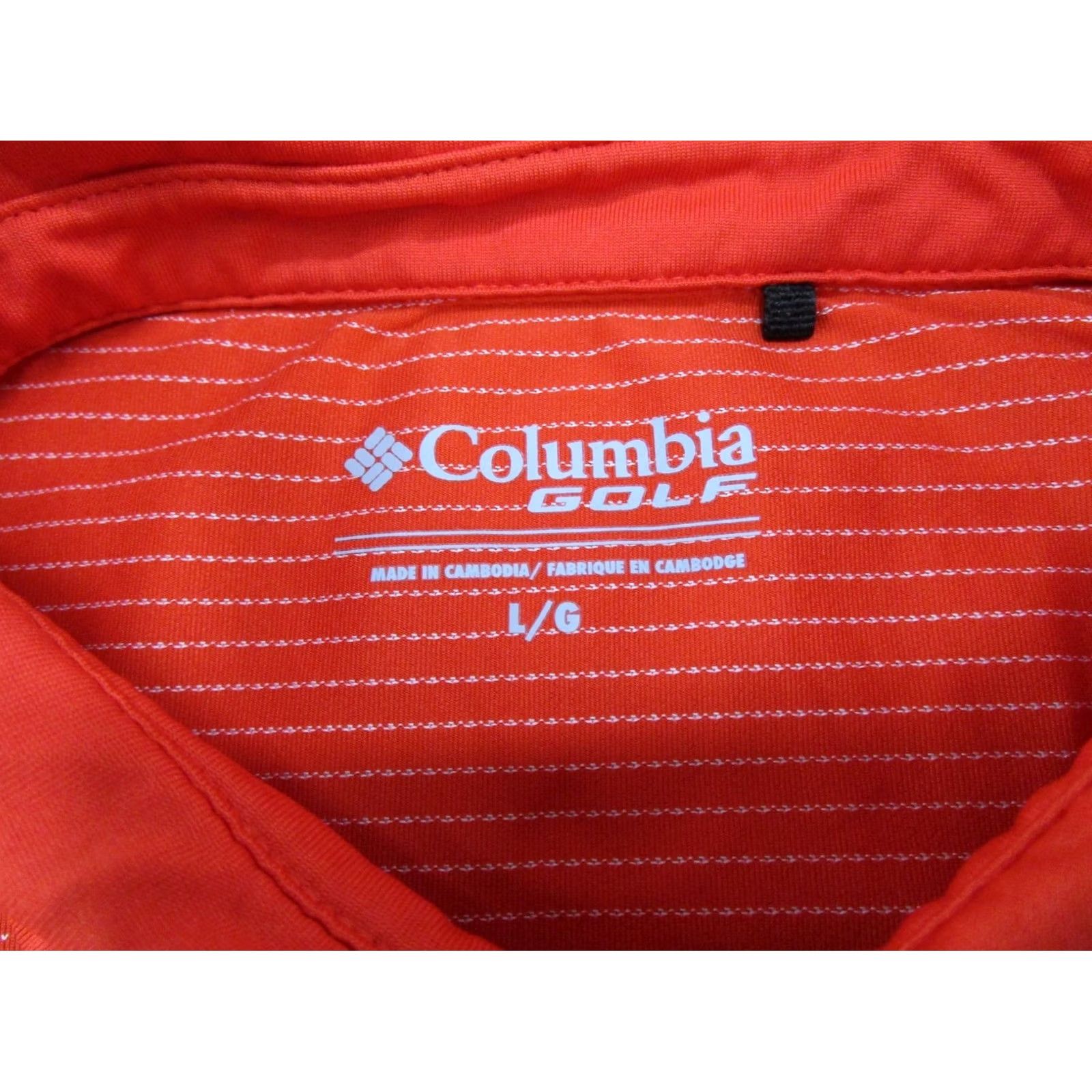 Vintage Columbia Polo Shirt Mens L Orange Golf Omni Wick Striped Casual Breathable Logo Polo, Regular Fit, Cotton? (note: exclude new info) Size US L / EU 52-54 / 3 - 2 Thumbnail