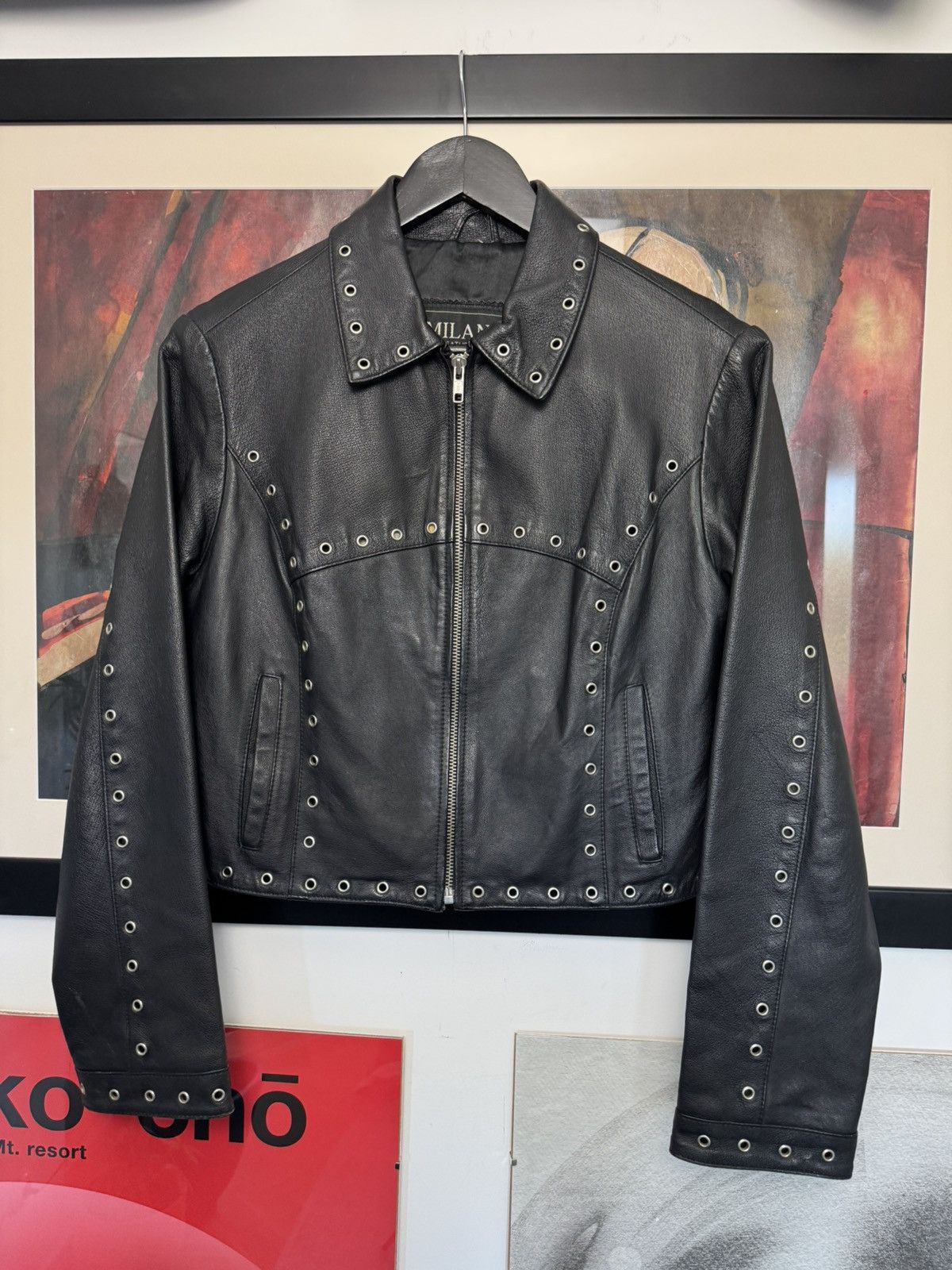 Vintage Vintage Black Studded Leather Jacket Punk Rock Women Rare Size M / US 6-8 / IT 42-44 - 1 Thumbnail