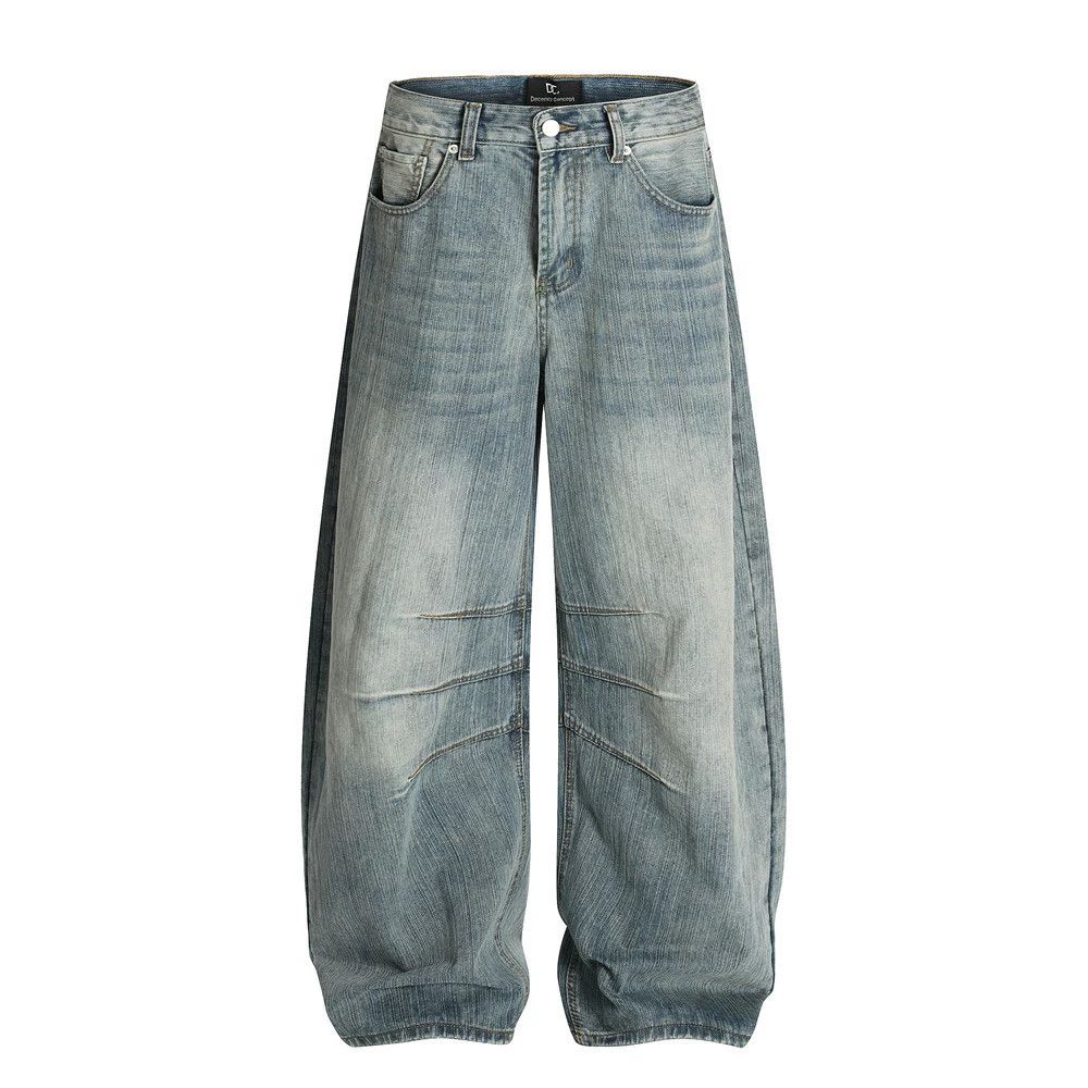 Japanese Brand Men's punk pleated loose distressed washed scimitar jeans Size US 32 / EU 48 - 1 Thumbnail