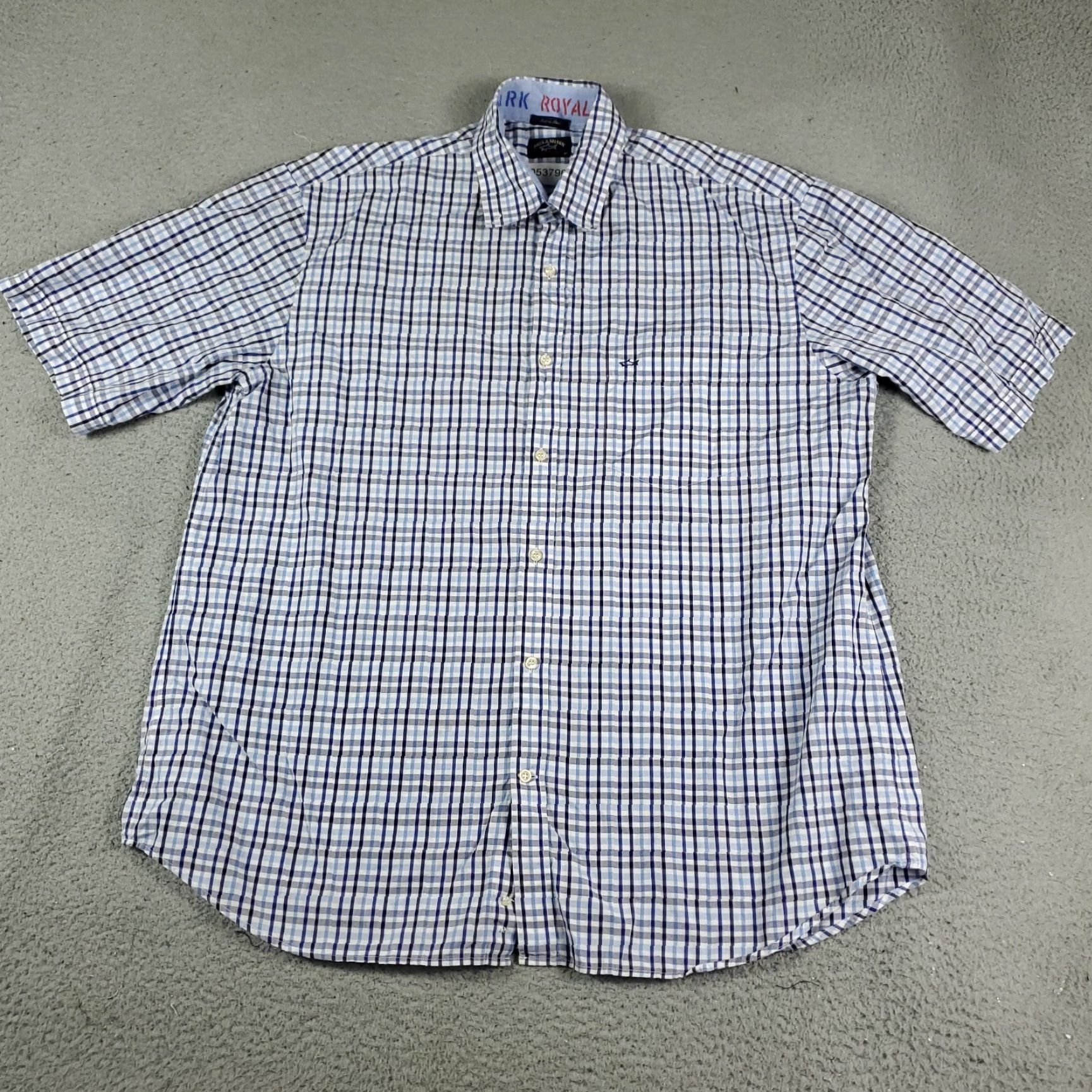Paul & Shark Paul & Shark Shirt Mens 44 Blue Check Short Sleeve Button-Up Casual Size US XXL / EU 58 / 5 - 3 Thumbnail