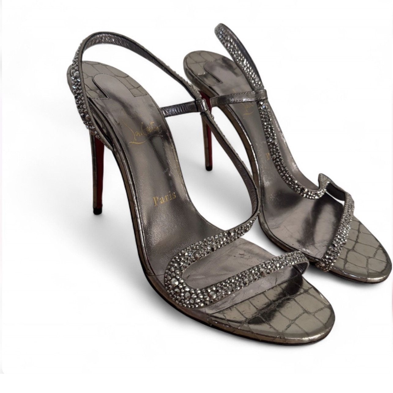 Christian Louboutin Christian Louboutin Rhinestone Metallic Heel Sandals Size US 8.5 / IT 38.5 - 5 Thumbnail