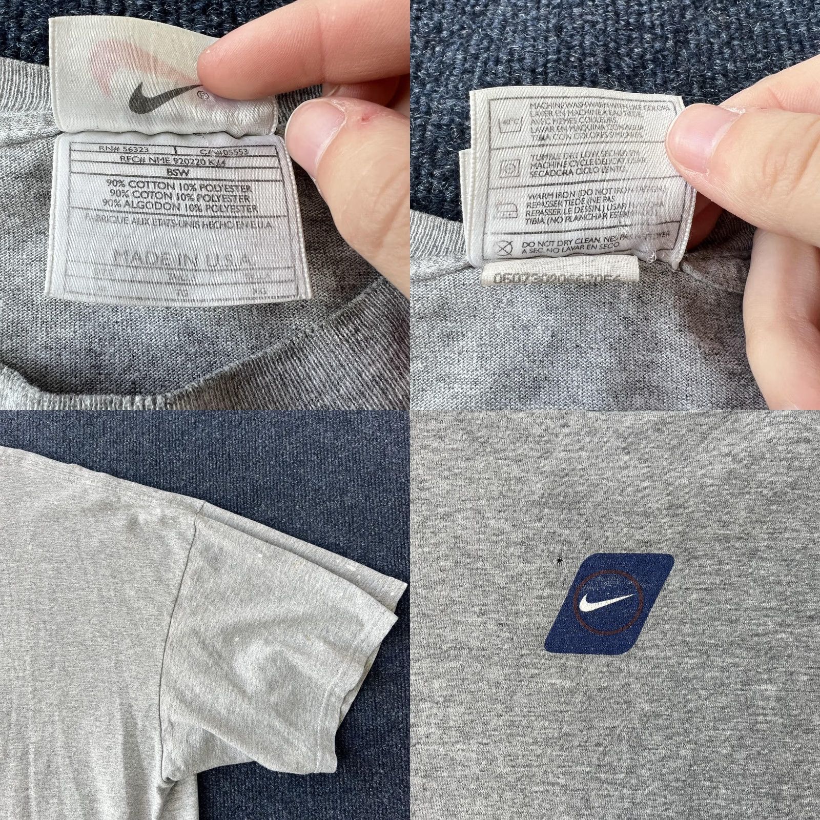 Nike VINTAGE Nike Swoosh Shirt Mens XL Heather Gray Made USA Graphic 00s Size US XL / EU 56 / 4 - 8 Thumbnail
