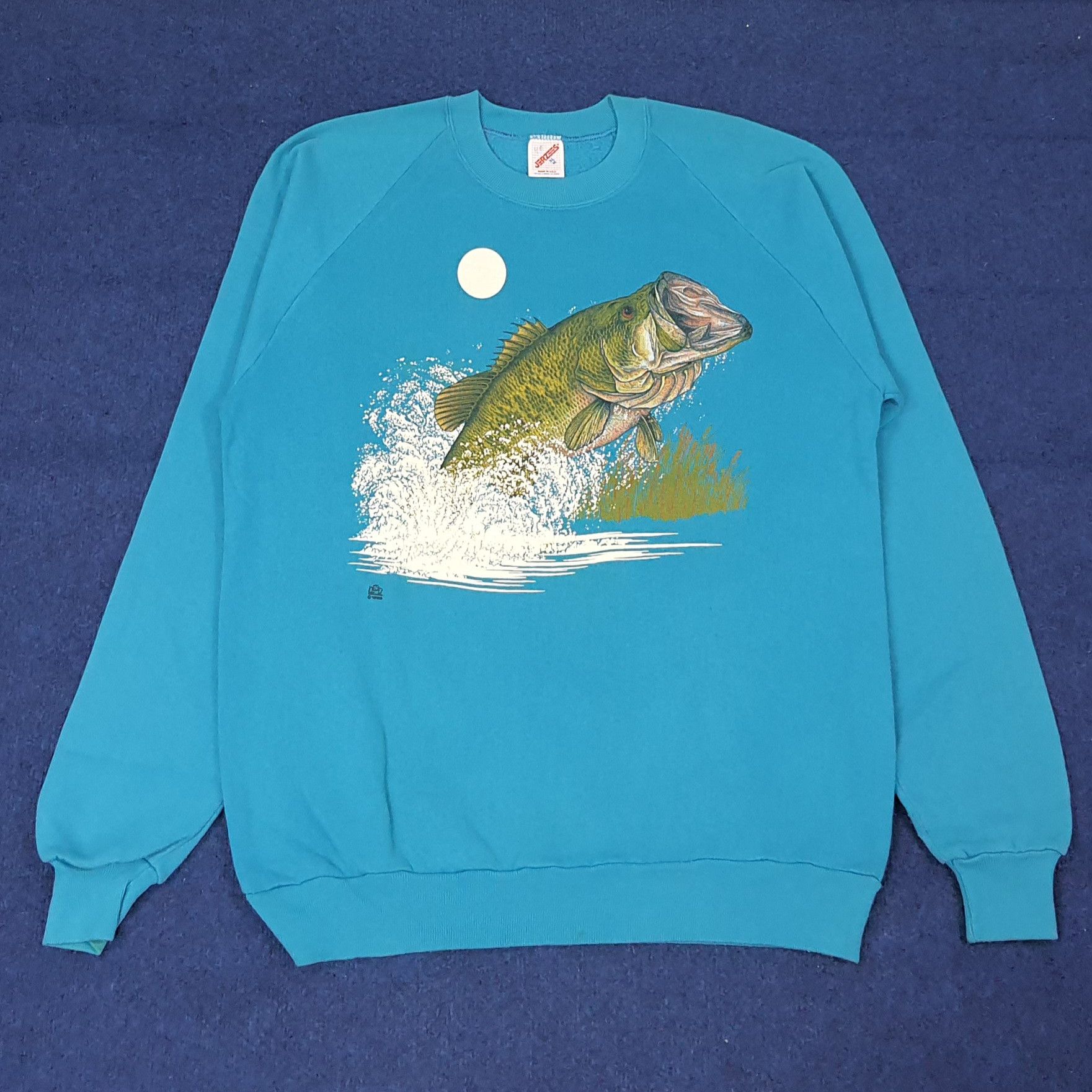 Jerzees Vintage Fishing Art 90s Sweatshirt C225N3 Size US M / EU 48-50 / 2 - 1 Thumbnail