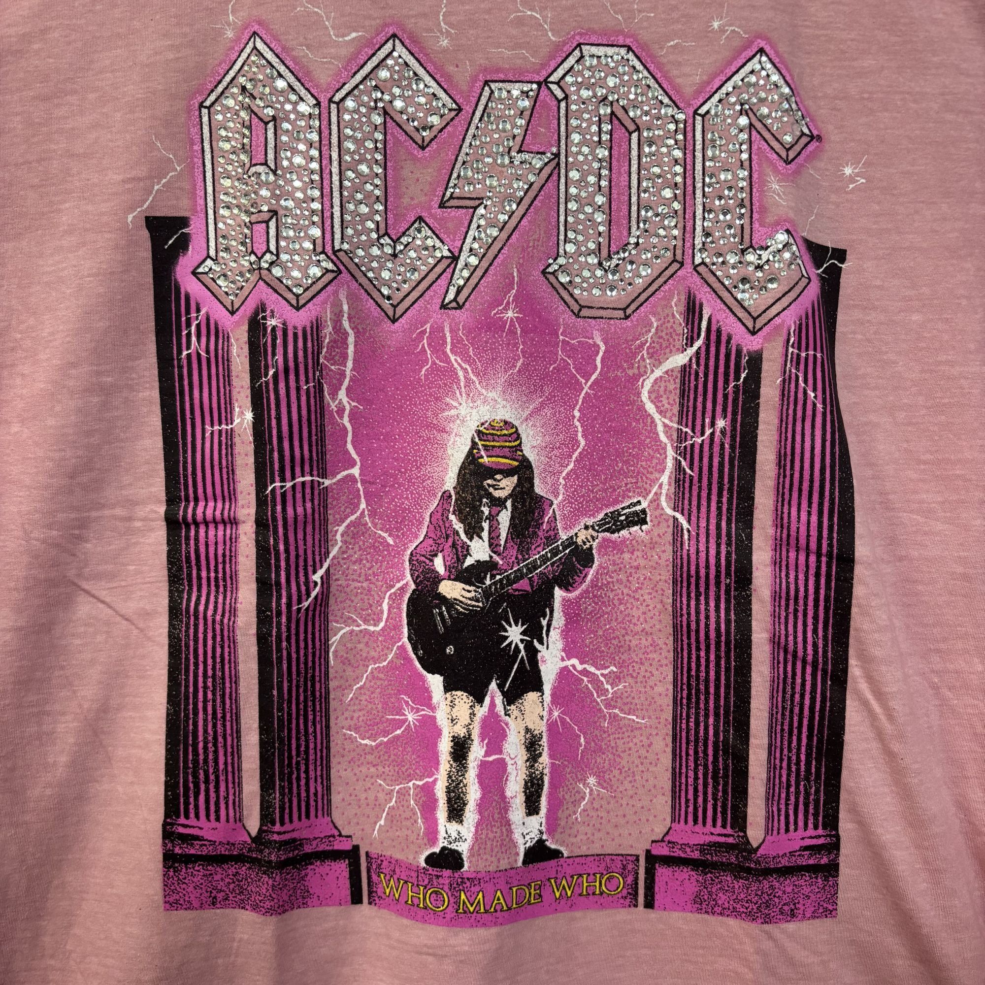 AC/DC AC/DC Who Made Who Rock Pink Rhinestone T-Shirt XL Size US XL / EU 56 / 4 - 3 Thumbnail