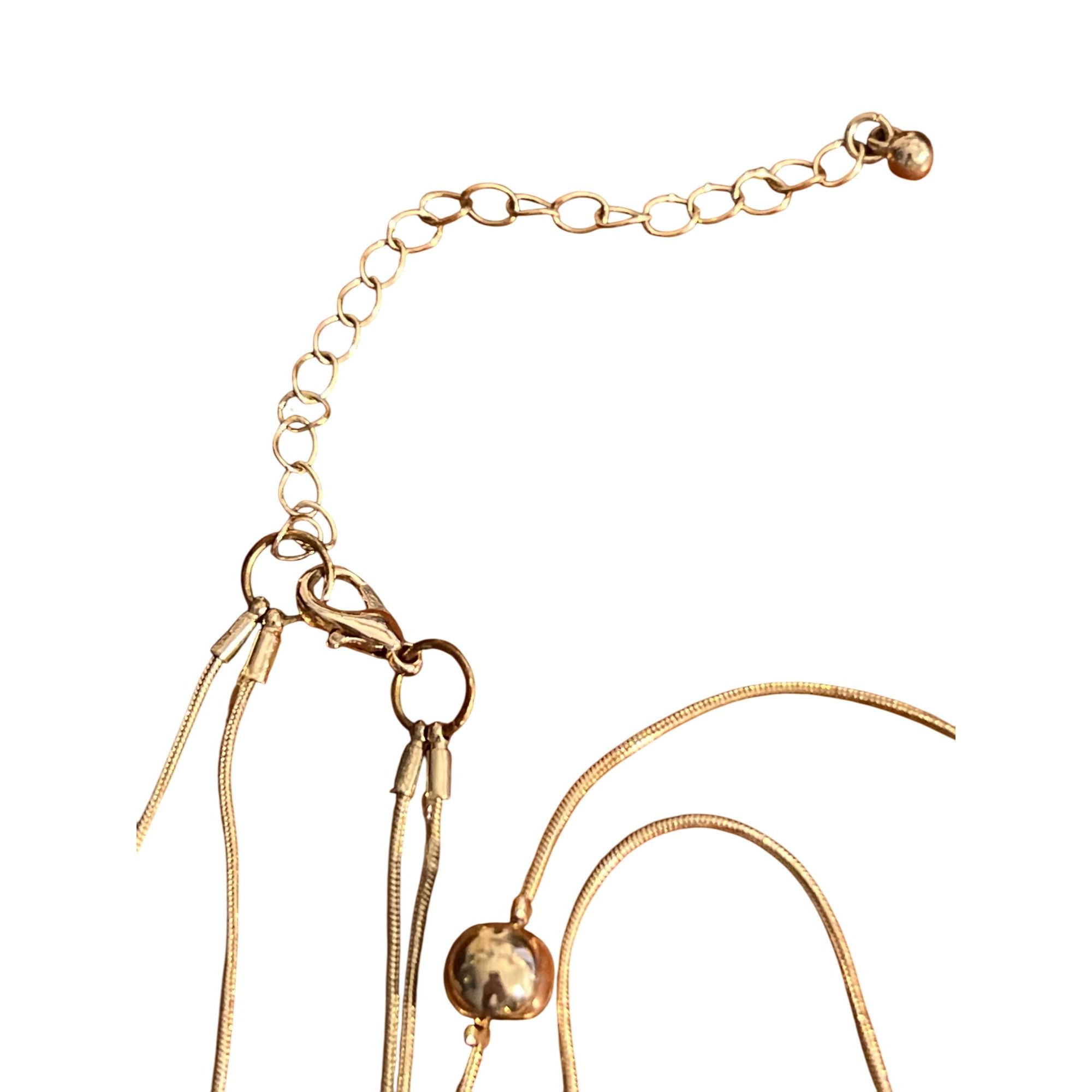 Other Vintage Gold Tone 2 Strand Necklace Layered Ball Bead Statio Size ONE SIZE - 4 Thumbnail