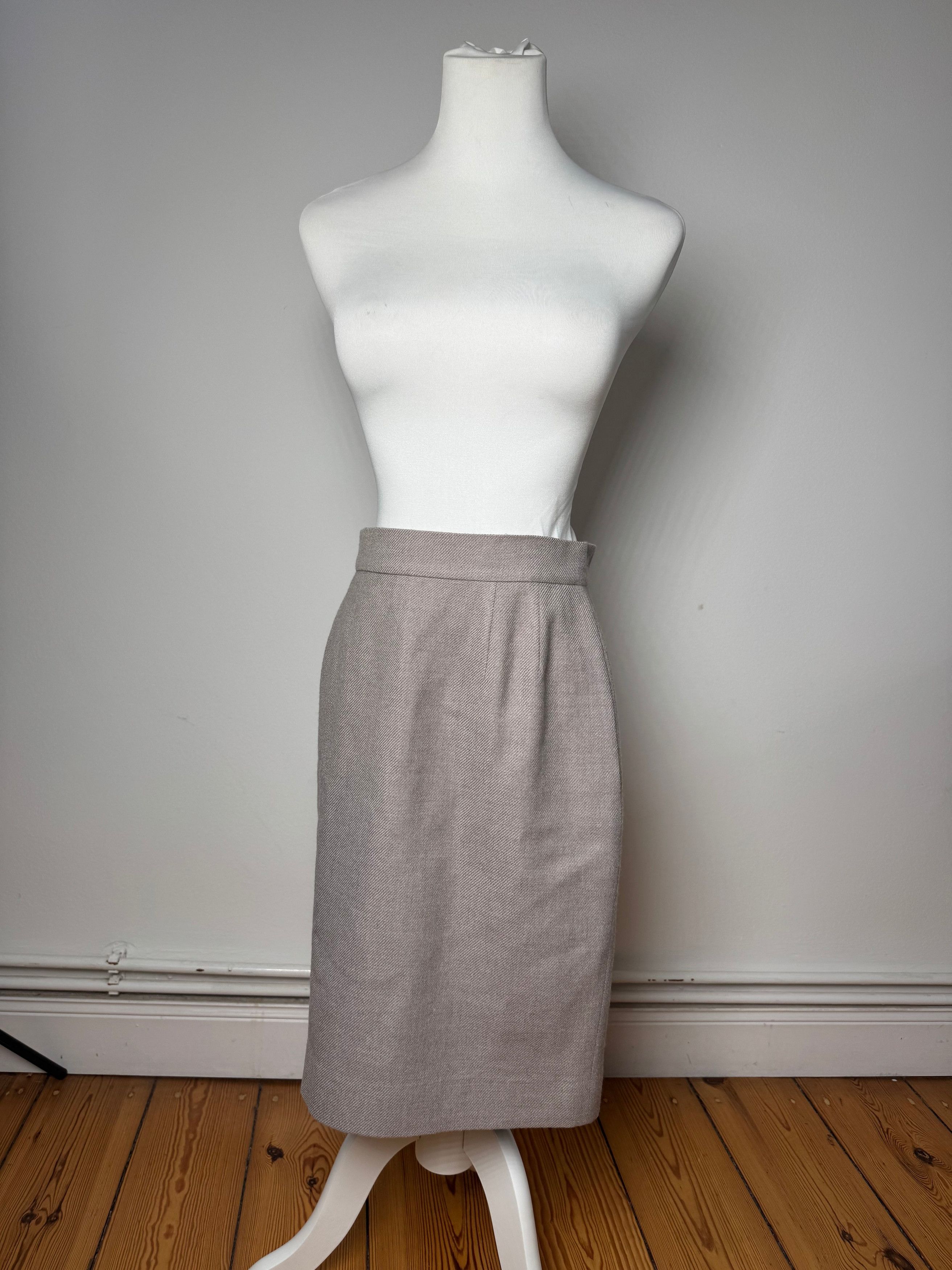 Dior Vintage Wool Skirt Ecru LL Size 34" / US 12 / IT 48 - 1 Thumbnail
