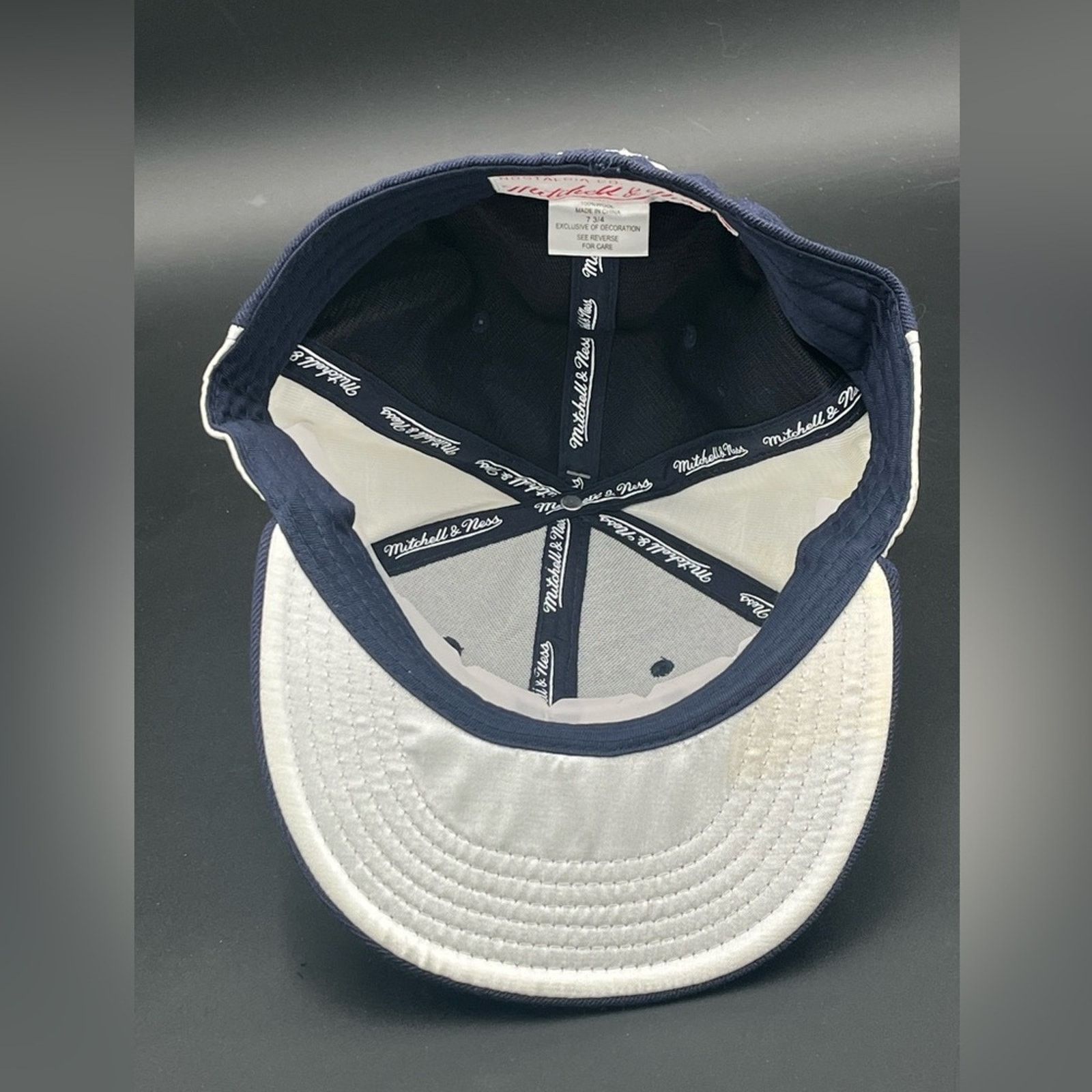 Mitchell & Ness Mitchell & Ness Navy Blue and White Fitted Hat 7 3/8 Size ONE SIZE - 4 Thumbnail