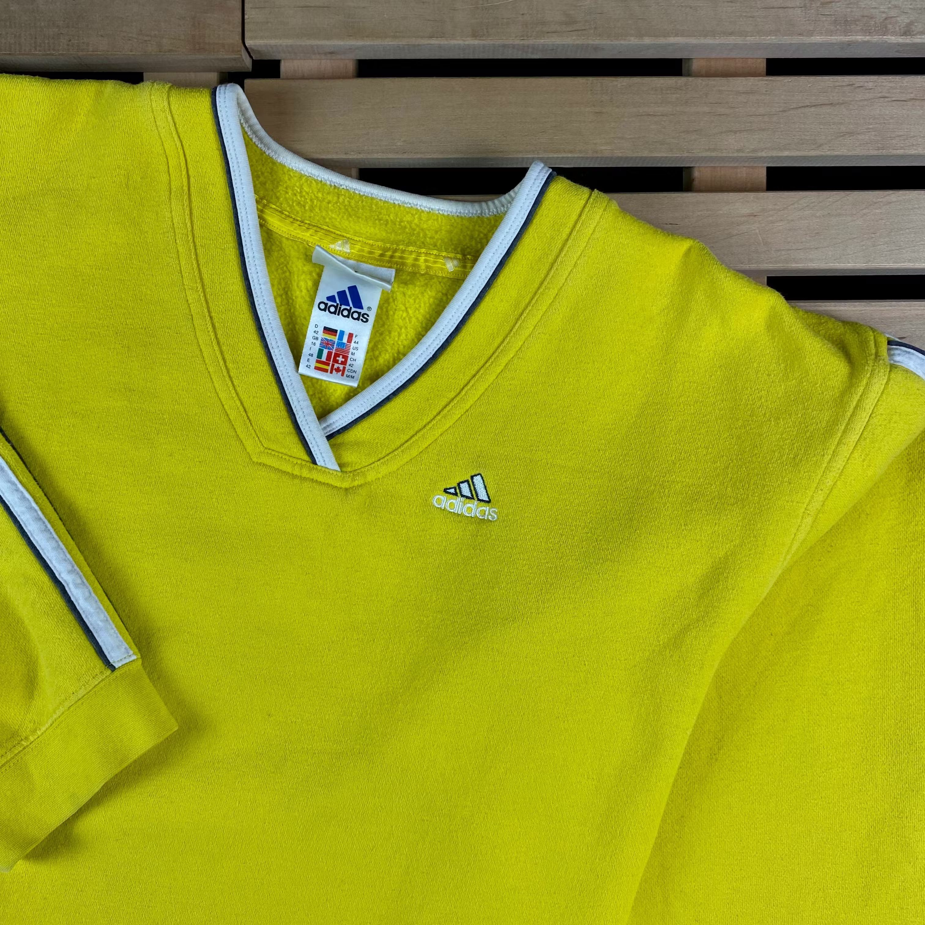 Adidas × Vintage Mens Sweatshirt Adidas Vintage Yellow Size M V Neck Size US S / EU 44-46 / 1 - 2 Thumbnail