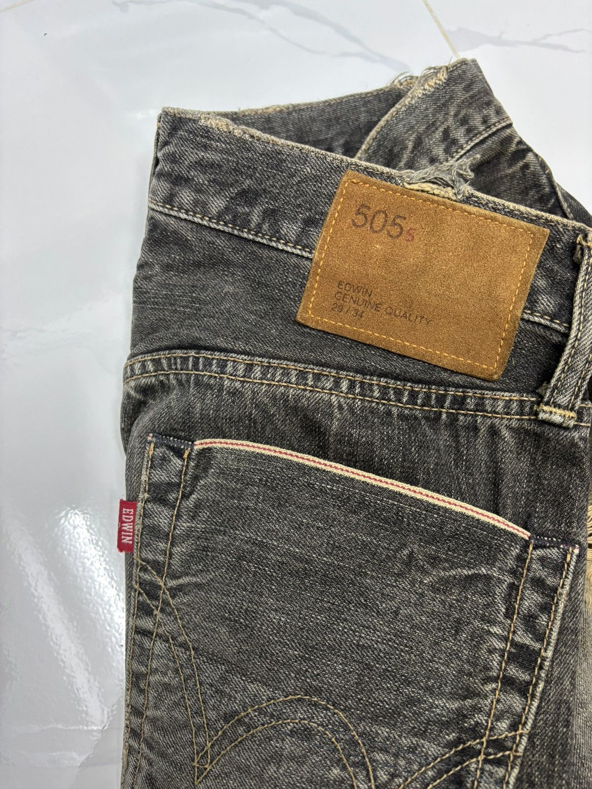 14th Addiction Flare Jeans Edwin 505s Selvedge Mud Wash Flare Denim Jeans Size US 29 - 18 Thumbnail