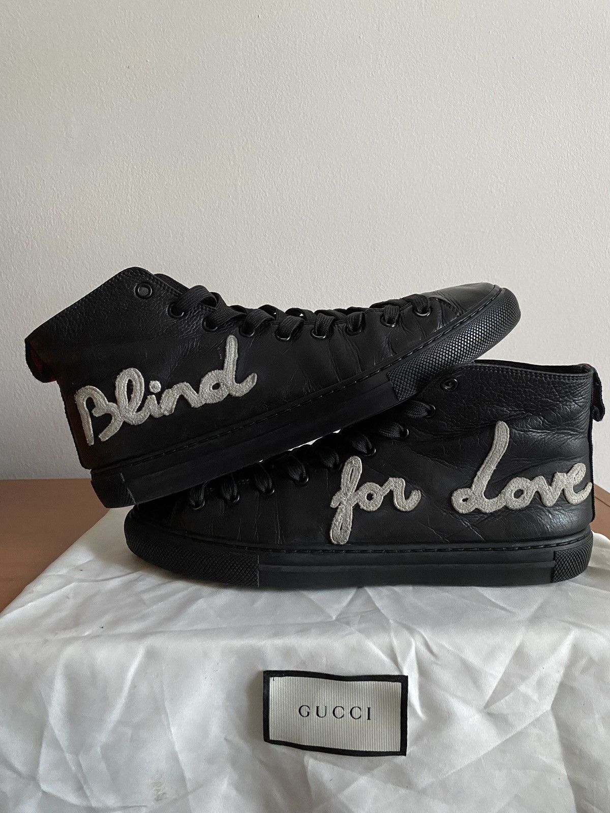 Gucci Gucci Blind for love Black Leather Sneakers Size US 9 / EU 42 - 2 Thumbnail