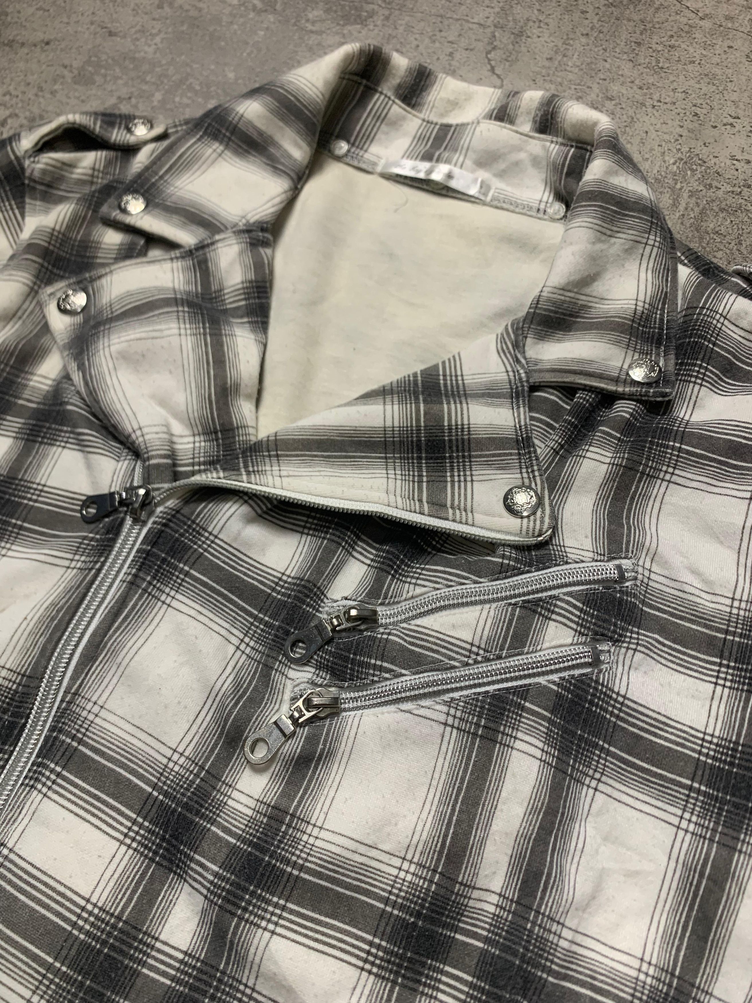 Japanese Brand 2000s The Boy's Garden Plaid Biker Jacket Size US M / EU 48-50 / 2 - 2 Thumbnail