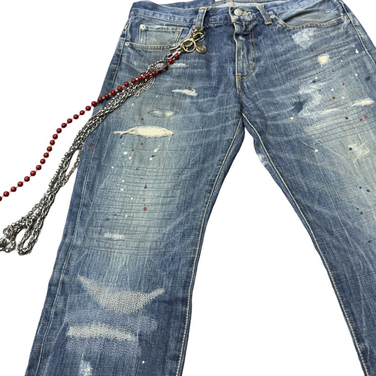 Sophnet. hiroshi fujiwara x sophnet distressed denim jeans Size US 32 / EU 48 - 3 Thumbnail