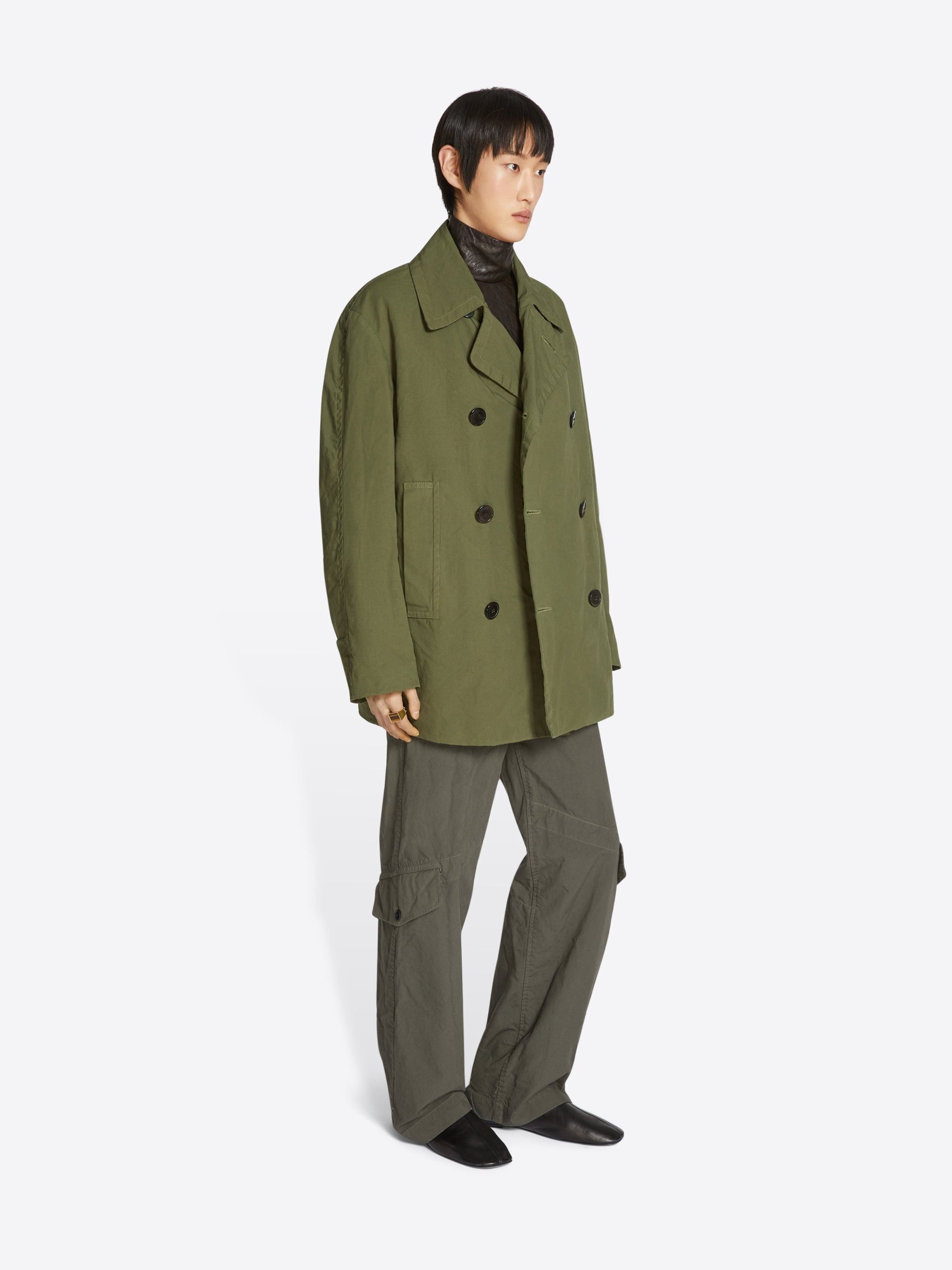 Dries Van Noten o1s22i1n1124 Overdyed Cotton Coat in Khaki Size US M / EU 48-50 / 2 - 3 Thumbnail