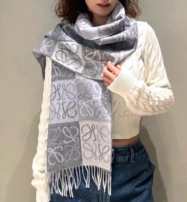Loewe LOEWE Wool Color Blocked Checkerboard Scarf New Size ONE SIZE - 5 Thumbnail