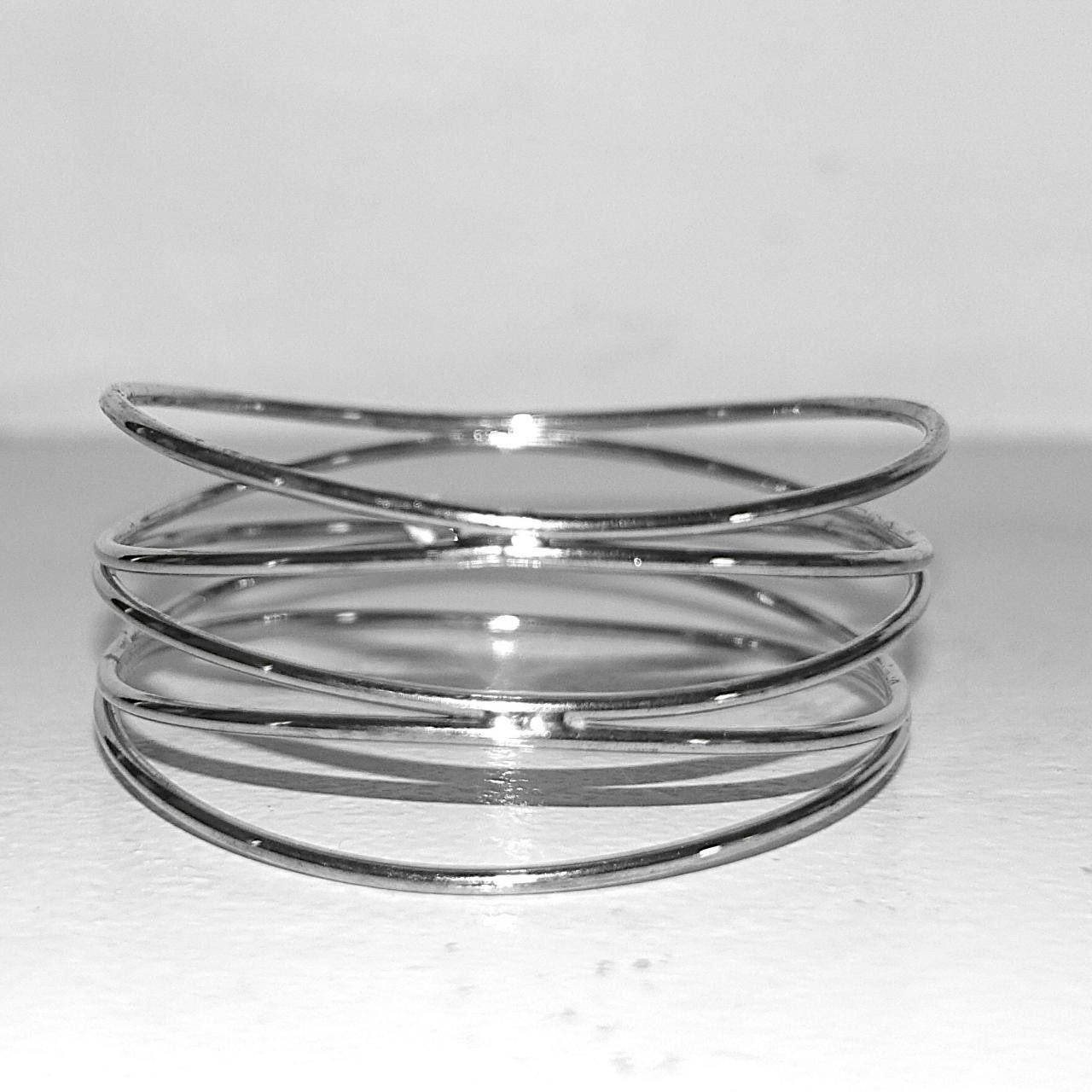 Vintage Silver tone 5 Strand Bracelet Size ONE SIZE - 5 Thumbnail