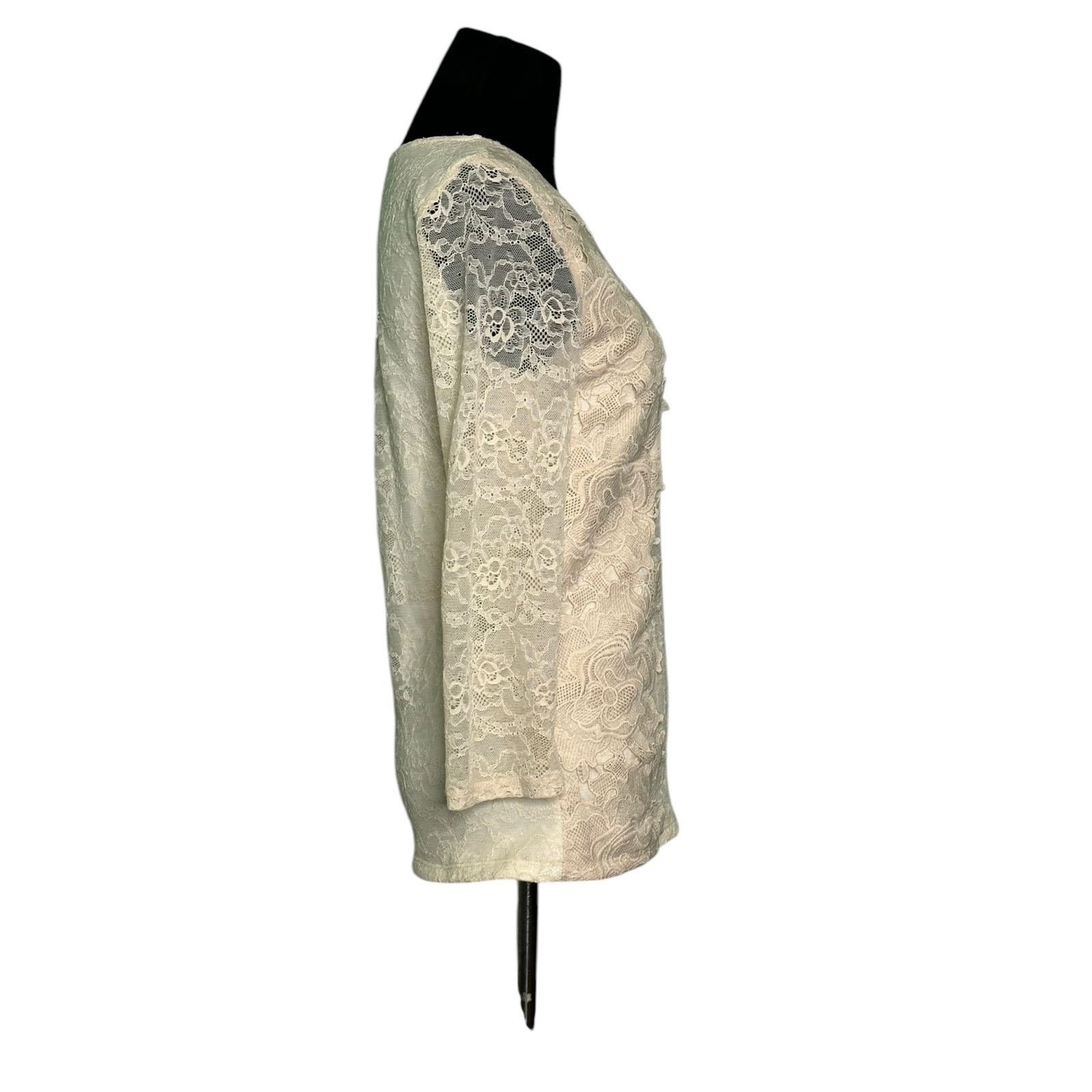 Anthropologie Sunday in Brooklyn cream lace 3/4 sleeves blouse size XS Size XS / US 0-2 / IT 36-38 - 6 Thumbnail