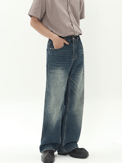 Japanese Brand × Jean American retro distressed loose all-match straight jeans Size US 32 / EU 48 - 4 Thumbnail