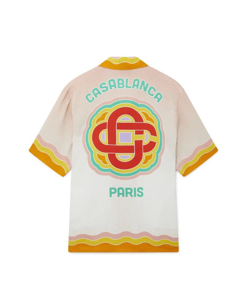 image of Casablanca Rainbow Monogram Silk Shirt in Pink, Men's (Size Medium)