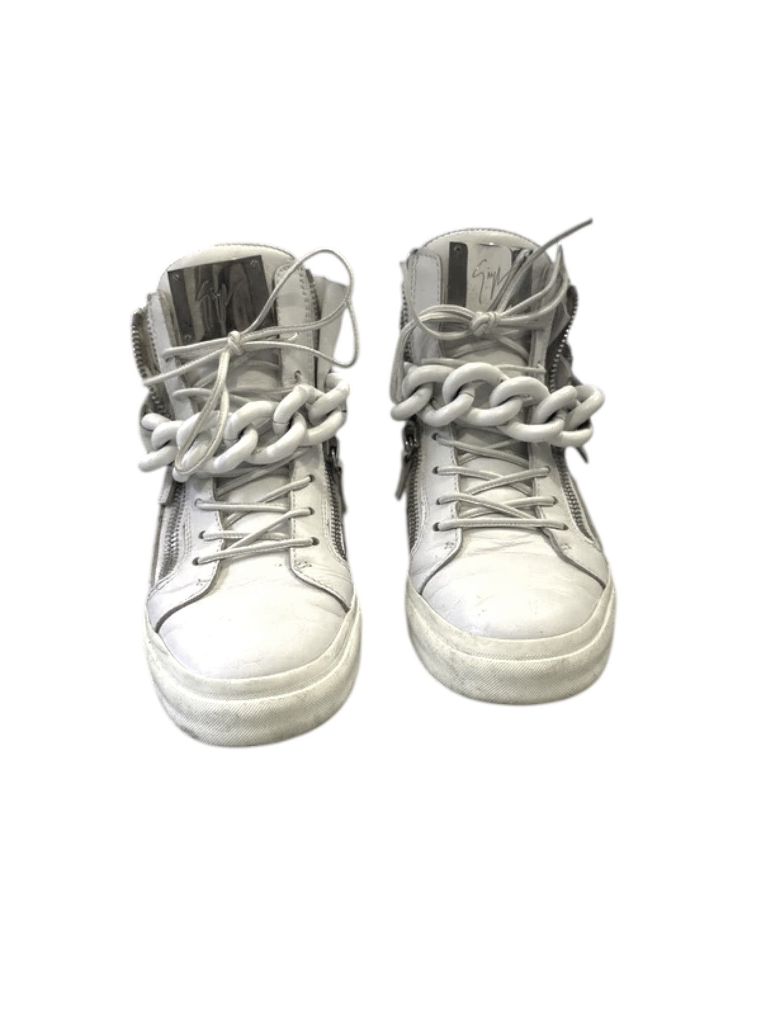 Giuseppe Zanotti Giuseppe Zanotti White Chain Hi Top Sneakers, Mid 2010s Size US 7 / EU 40 - 7 Thumbnail