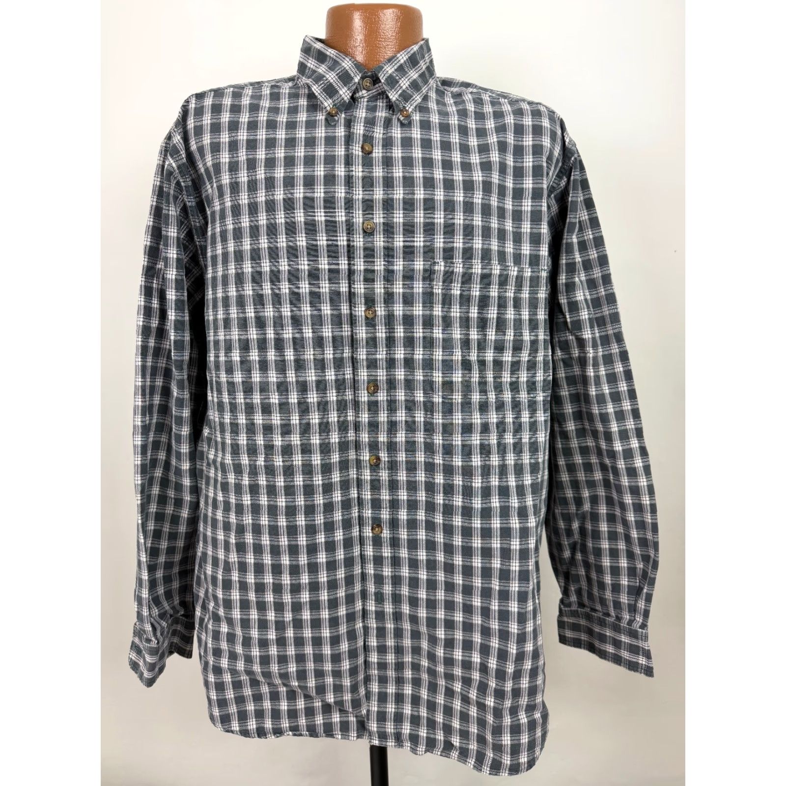 Eddie Bauer VINTAGE Eddie Bauer Shirt Men Large Tall Green Heavyweight Plaid Button-Up 90s Grunge Outdoor Pockets Mens Size US L / EU 52-54 / 3 - 3 Thumbnail
